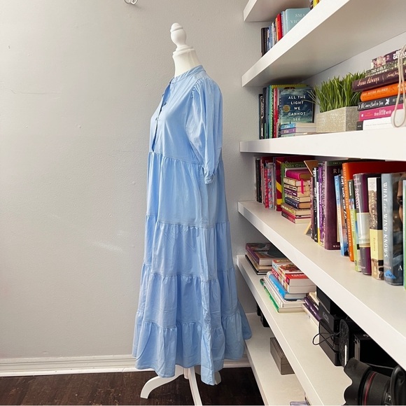 Karlie Blue Tier Puff Sleeve Maxi Dress Sz small - Picture 5 of 12